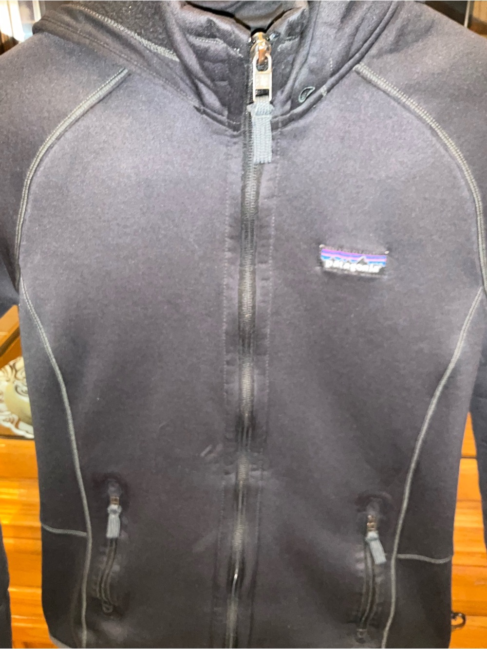 Patagonia Black Full-Zip Hooded Fleece Small Gray Black - Picture 2 of 4